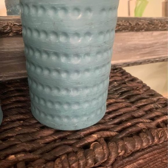 Set of Two Robin Egg Blue Ceramic Candle Holders - Picture 4 of 7